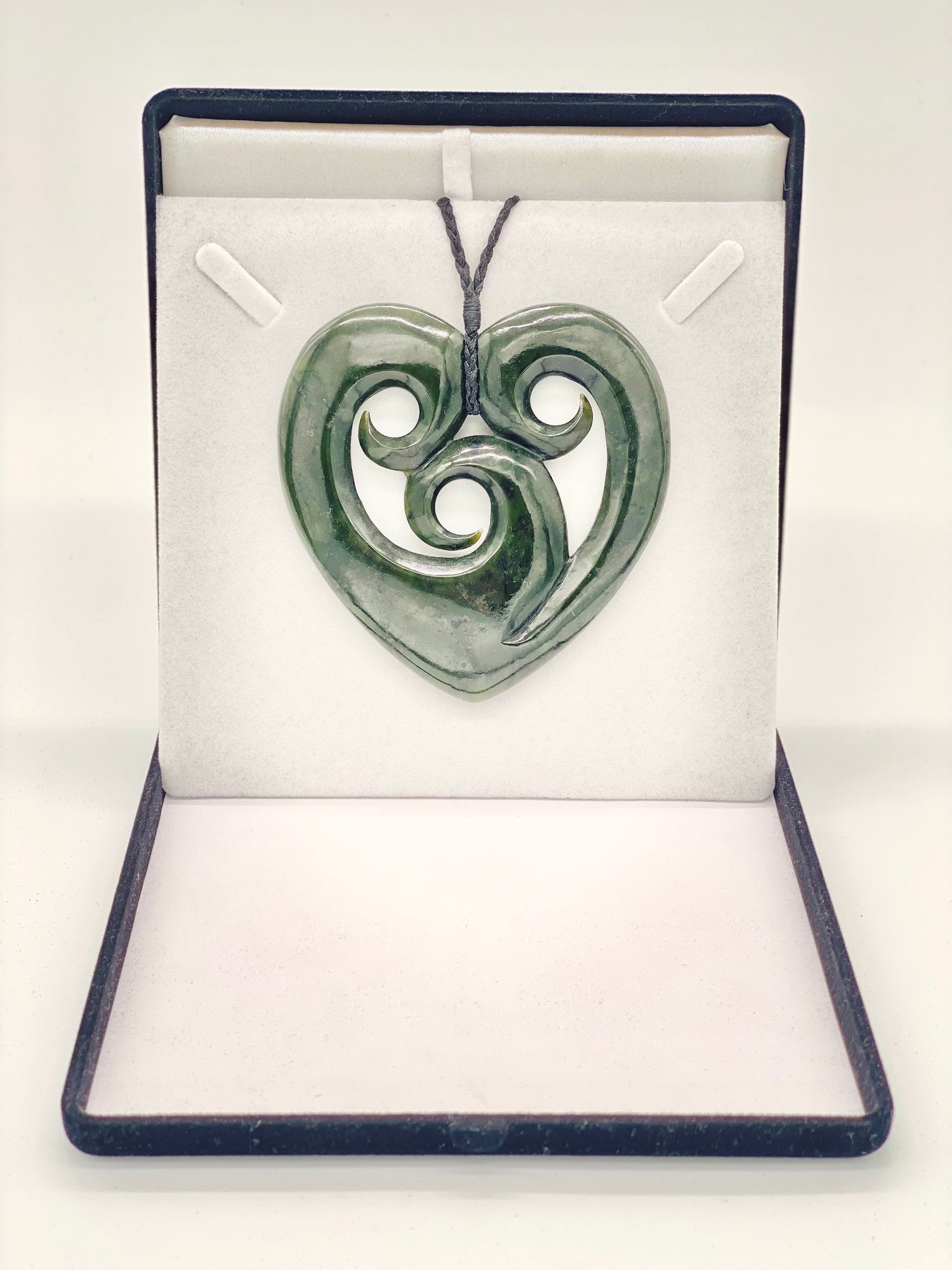 XL Triple Koru Heart Pounamu Necklace