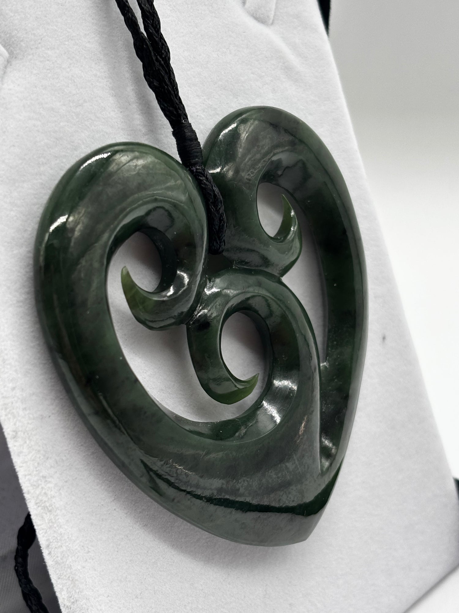 Large Triple Koru Heart Pounamu Necklace