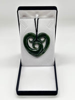 Large Triple Koru Heart Pounamu Necklace