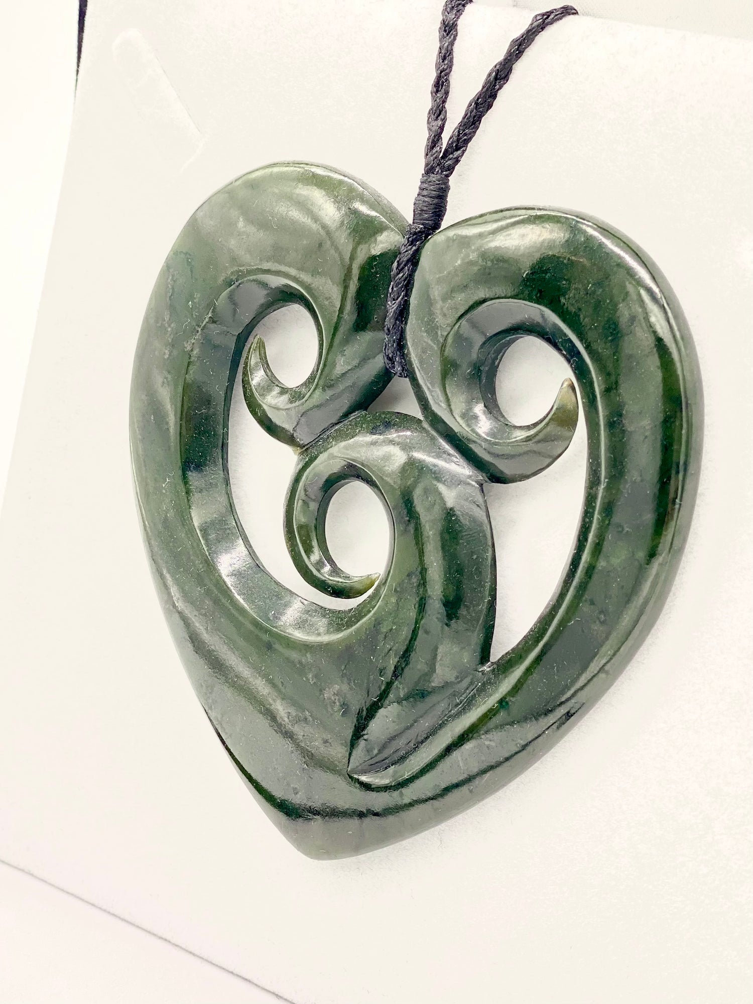 XL Triple Koru Heart Pounamu Necklace