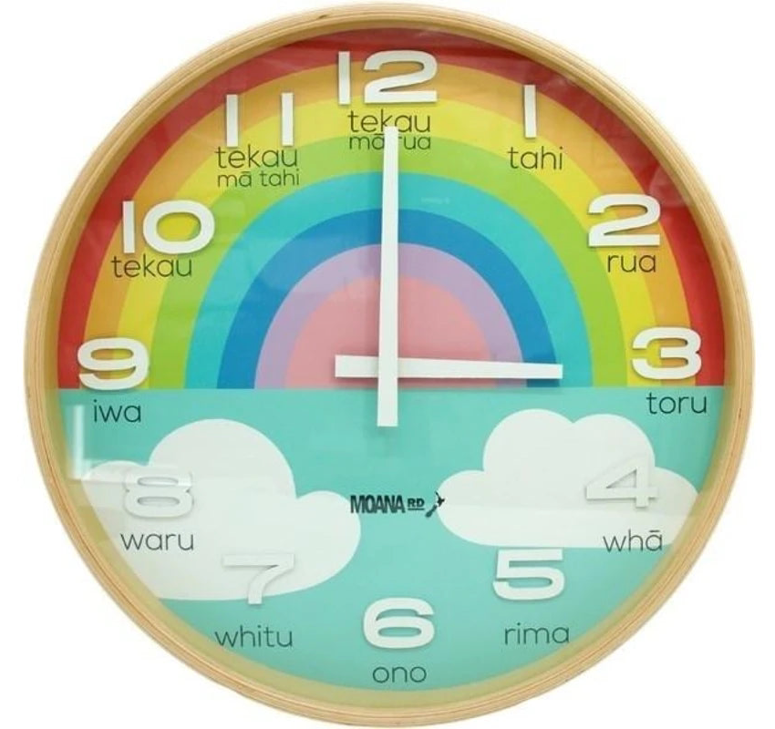 Large Te Reo Clock - Rainbow – Māori by Design