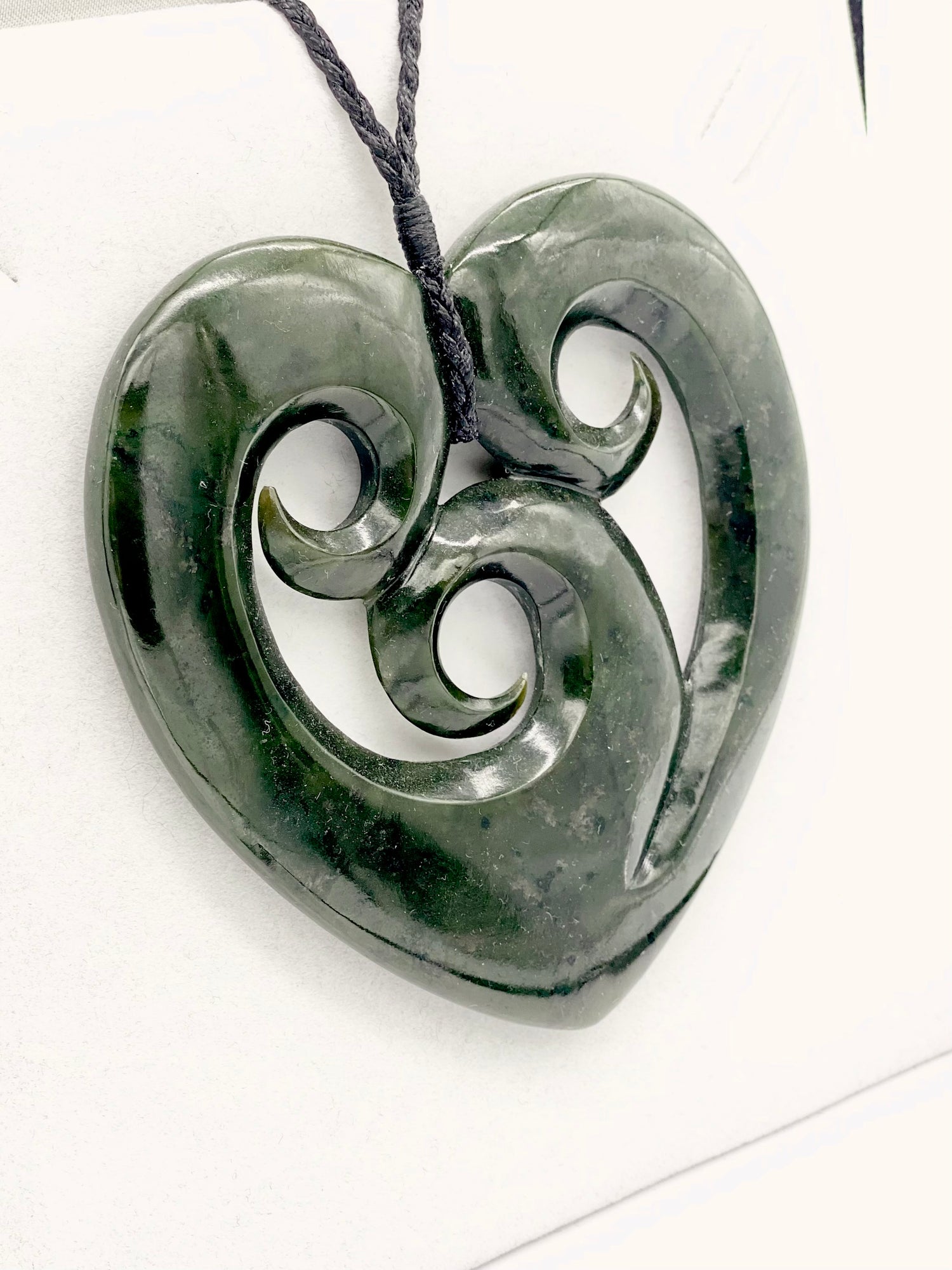 XL Triple Koru Heart Pounamu Necklace