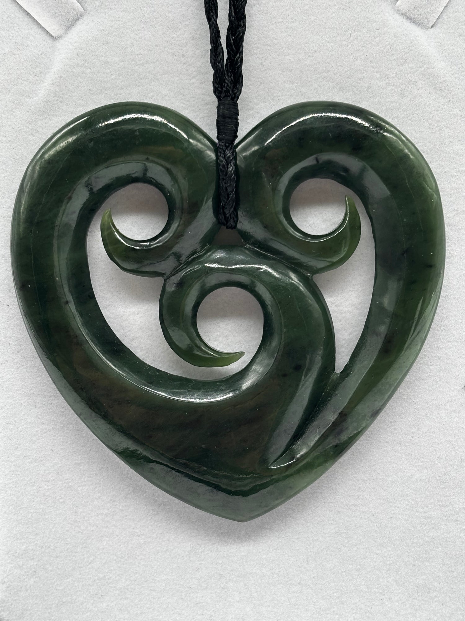 Large Triple Koru Heart Pounamu Necklace