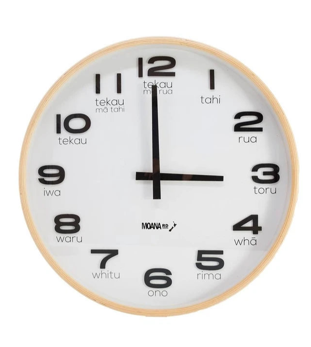 Large Te Reo Clock - White – Māori by Design