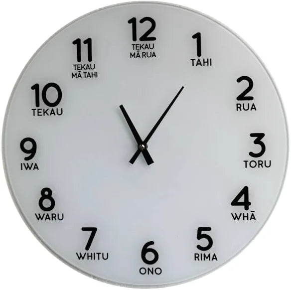 Small Te Reo Clock - White