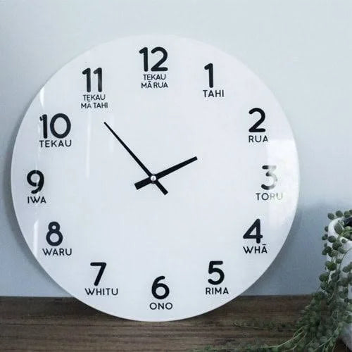 Small Te Reo Clock - White