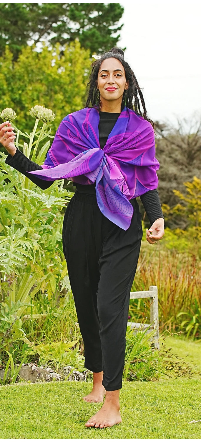 Kowhaiwhai Purple Scarf