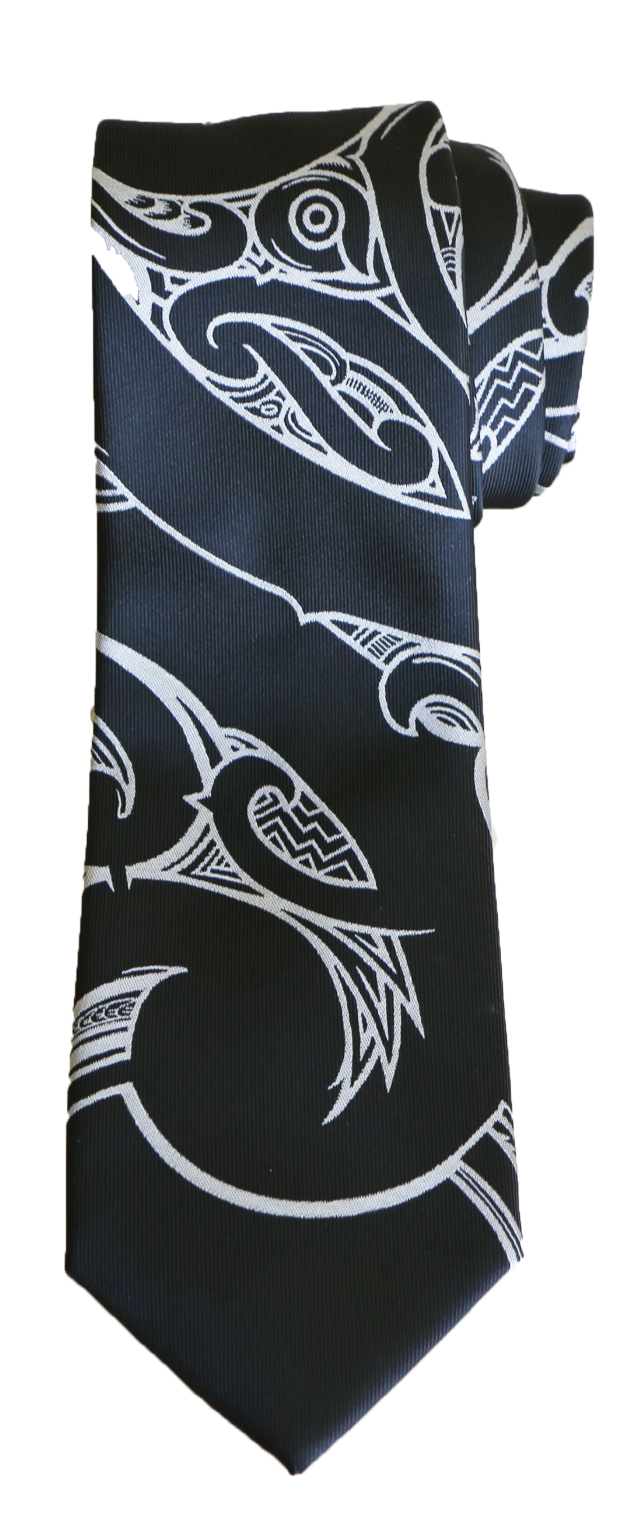 Manaia Tie Silver/Black
