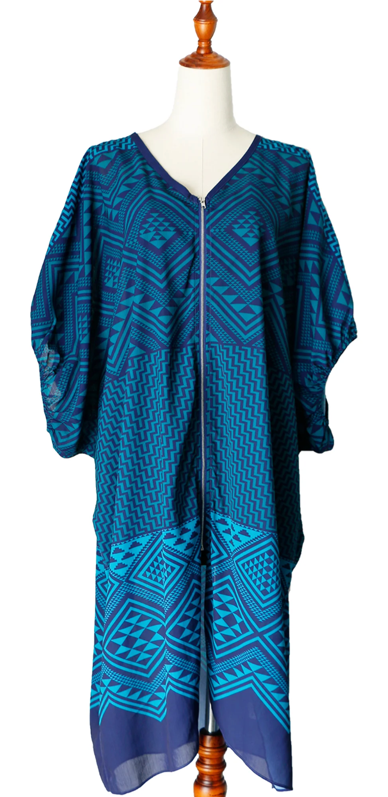 Teal Niho Long Kaftan Dress