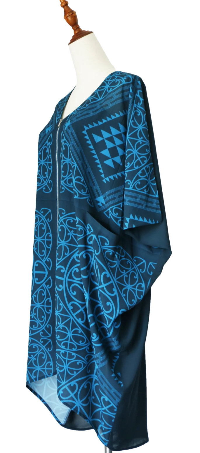 Teal Putiputi Kaftan Dress