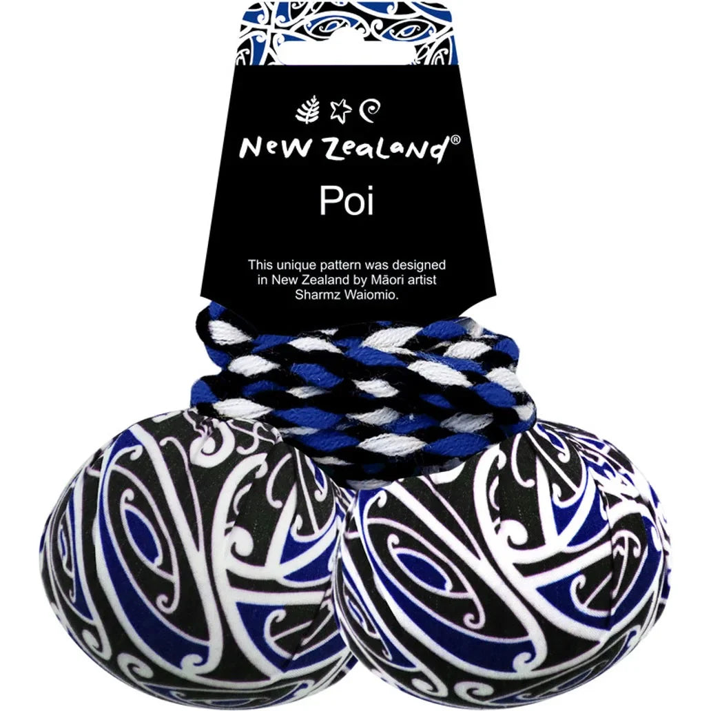 NZ Poi | Maori Patterened Fabric Blue